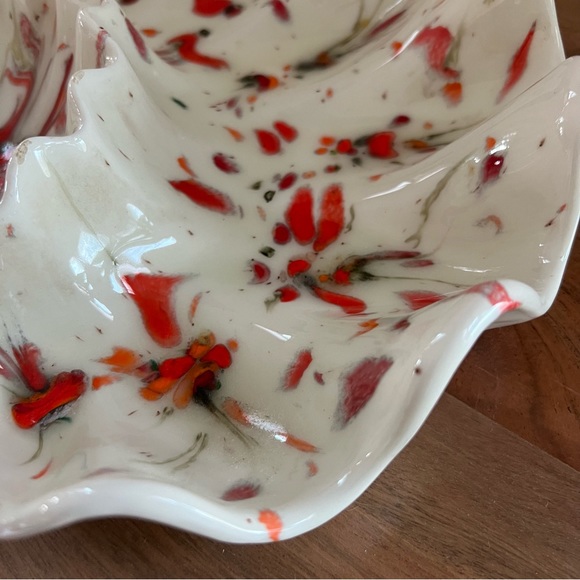 Retro Glazed Splatter Oyster Serving Dish - Picture 3 of 5